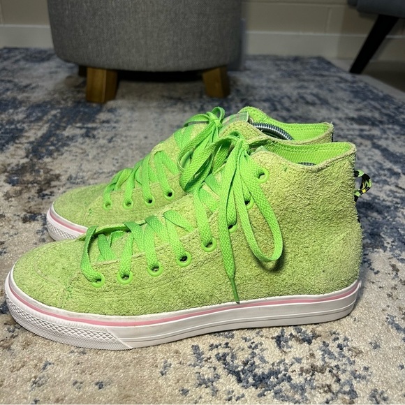 Adidas Nizza High RF Spring Green Suede High Top Sneakers Size 8.5 - Picture 2 of 12